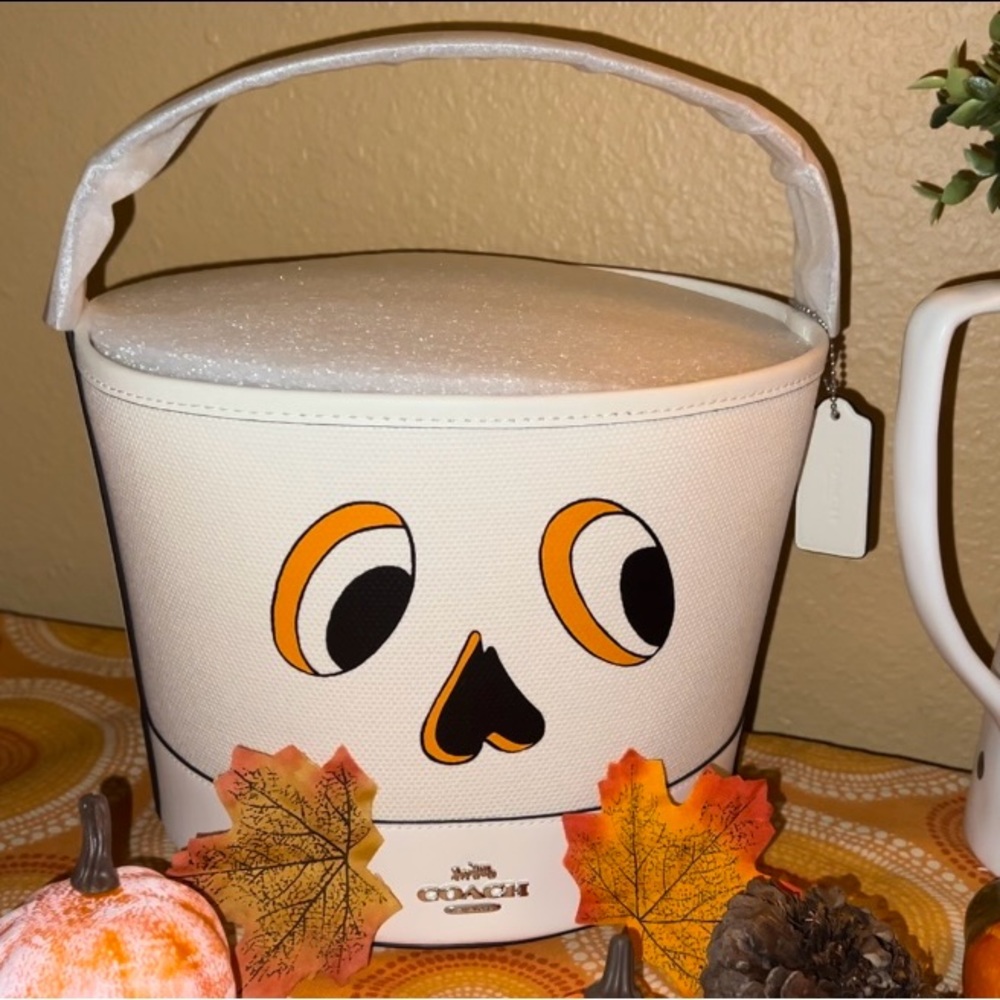 Trick Or Treat Bucket In Signature Canvas With Halloween Skeleton